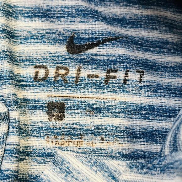 Nike Dri-FIT Polo Shirt Mens XL Blue White Striped Golf Tiger Woods Athletic - Picture 6 of 12